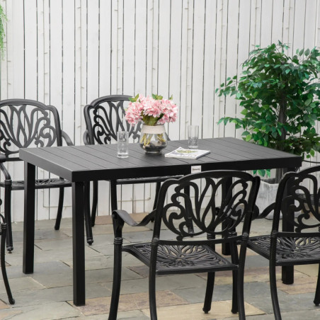 Rectangular Garden Table for 6 People, Outdoor Dining Table 140cm