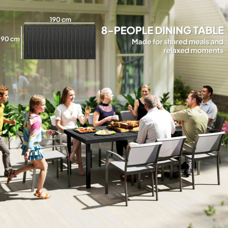 Rectangular Garden Table for 6 People, Outdoor Dining Table