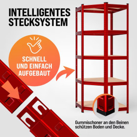3-Piece Corner Bookshelf Set, Red, Blue, Black Metal Shelving