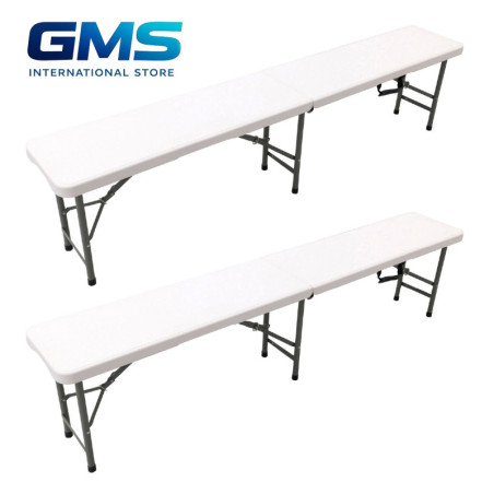 Pack 2 Bancos Plegables Solid 180x30x43cm 6 Personas Muebles de