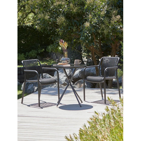 Mesa Ø60 negro + 2 sillas negro